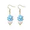 2 Pairs Round ABS Plastic Imitation Pearl Dangle Earrings EJEW-JE06757-4