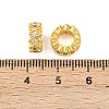 Brass Micro Pave Clear Cubic Zirconia Rondelle European Beads KK-C142-04A-G-3
