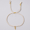 Brass Cross Pendant Cotton Rope Bracelet Ethnic Vacation Jewelry BV5603-3-1