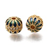 Brass Enamel & Clear Cubic Zirconia Beads KK-G605-21G-1