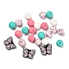 25Pcs Butterfly & Round Silicone Focal Beads SIL-L005-02D-2