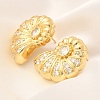 Rack Plating Shell Shape Brass Micro Pave Clear Cubic Zirconia Stud Earrings EJEW-H143-27G-2