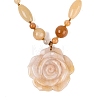Natural Topaz Jade Flower Pendant Necklaces NJEW-N064-08D-1