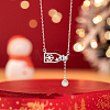 925 Sterling Silver Pave Clear Cubic Zirconia with Handmade Lampwork Snowflake Bottle Pendant Necklaces for Women FS-WGE52FE-01-3