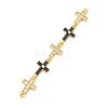 Brass Micro Pave Clear Cubic Zirconia 5 Cross Links Connector Charms KK-H539-15G-06-1