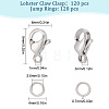 120Pcs 304 Stainless Steel Lobster Claw Clasps with 120Pcs Open Jump Rings STAS-SC0004-90-2