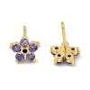 Brass Micro Pave Cubic Zirconia Stud Earrings EJEW-R016-26G-12-4