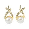 Rack Plating Brass With ABS Imitation Pearl Beads EJEW-U006-04G-1