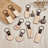 30Pcs 3 Styles Wood Blank & Imitation Leather Pendant Keychains KEYC-GA0001-60-4