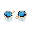 Golden Tone Brass Glass Charms GLAA-ZX008-24D-G-2