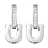 Brass Clear Cubic Zirconia U-Shaped Hoop Earrings EJEW-Q016-20P-2
