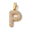 304 Stainless Steel Micro Pave Clear Cubic Zirconia Pendants CU-CBA703A-05G-P-1