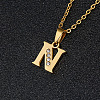 201 Stainless Steel Crystal Rhinestone Initial Pendant Necklaces FS-WG3A711-14-1