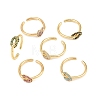 Brass Micro Pave Cubic Zirconia Finger Rings RJEW-C153-01G-2