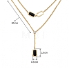 304 Stainless Steel & Acrylic Black Rectangle Pendant Double Layer Necklaces WG00B28-02-2