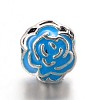 Large Hole Rose Flower Alloy Enamel European Beads MPDL-L013-01E-1