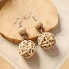 Bohemian Wood & Rattan Wood Woven Dangle Earrings WG21945-07-1