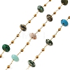 Handmade 304 Stainless Steel & Natural Mixed Gemstone Beaded Link Chains SA-CBAF245-02G-1