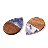 Transparent Resin & Walnut Wood Pendants RESI-ZX017-48-2