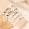 5Pcs 5 Styles Stylish CCB Plastic & Plastic Pearl & Rhinestone Beads Stretch Bracelets for Women WGF408F-01-2