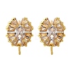 Brass Cubic Zirconia Stud Earrings Findings KK-R217-16G-1