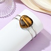 Natural Mixed Gemstone Heart Brass Hinged Cuff Bangles BJEW-JB14316-2