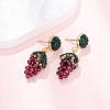 Grape Brass & Polymer Clay Rhinestones Dangle Stud Earrings EJEW-G455-01G-1