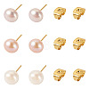 6Pcs 3 Colors Natural Cultured Freshwater Pearl Stud Earrings EJEW-TAC00027-2