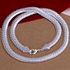 Popular Silver Color Plated Brass Flat Snake Chain Necklaces For Men NJEW-BB12844-1