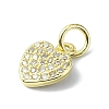 Heart Theme Brass Micro Pave Cubic Zirconia Charms KK-H475-56G-03-2