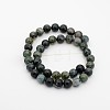 Natural Green Moss Stone Round Bead Strands G-P070-49-6mm-2