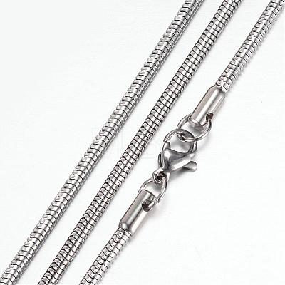 Tarnish Resistant 304 Stainless Steel Snake Chain Necklaces STAS-G083-26P-1