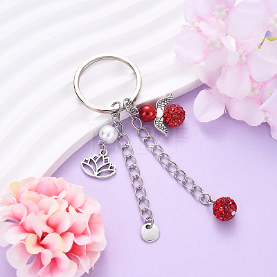 Glass Pearl & Alloy Keychian KEYC-YW00155-08-1