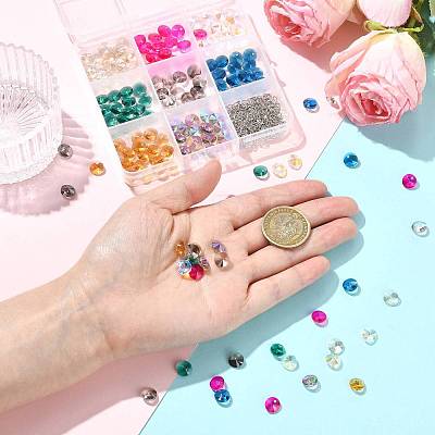 160Pcs 8 Colors Glass Charms RGLA-FS0001-24-1