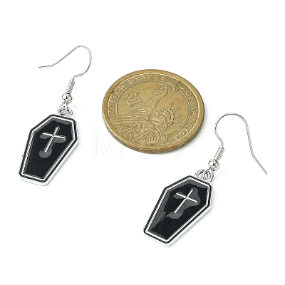 Gothic Style Pentagram/Coffin/Book Dangle Earrings for Women EJEW-JE05299-1