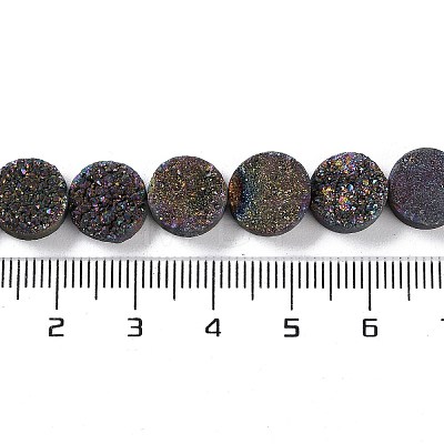 Electroplated Natural Druzy Agate Beads Strands G-M433-01F-1