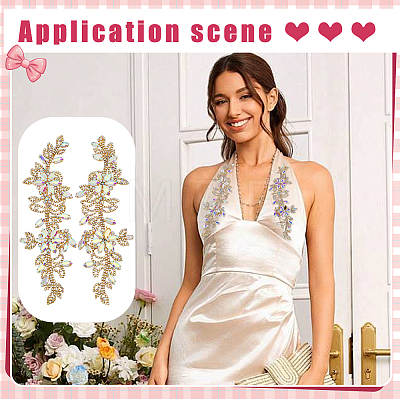 Brass Rhinestone Cloth Patches PATC-WH0031-003G-01-1