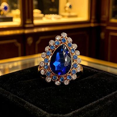 Zinc Alloy Glass Finger Rings UG8757-1-1