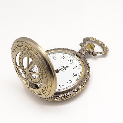 Roman Number Vintage Hollow Flat Round Alloy Quartz Watch Heads Pendants for Pocket Watch Necklace Making WACH-M109-24-1