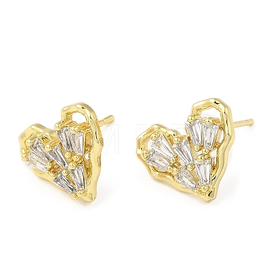 Cubic Zirconia Heart Stud Earrings X-EJEW-G353-03G-1