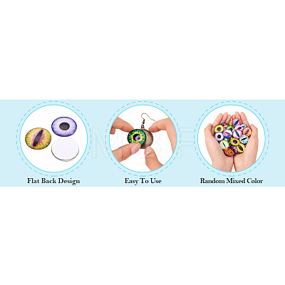 Eye Printed Glass Cabochons GGLA-BT0001-01-1