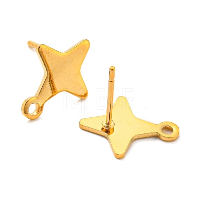 Star Shape 201 Stainless Steel Stud Earrings Findings X-STAS-Q251-02G-1