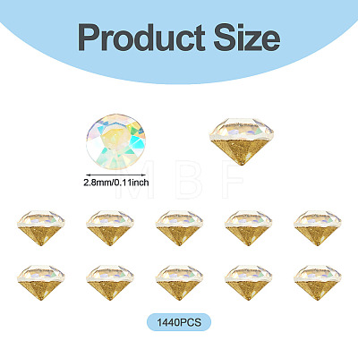 1 Bag Pointed Back Glass Rhinestone Cabochons RGLA-TADJ0001-01A-07-1