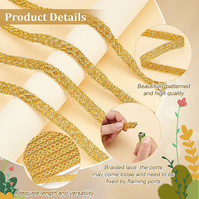 Polyester Braided Metallic Lace Trim SRIB-WH0011-180B-01-1