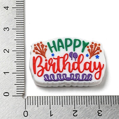 Happy Birthday Food Grade Eco-Friendly Silicone Focal Beads SIL-H006-01A-1