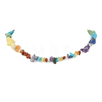 7 Chakra Natural & Synthetic Gemstone Beaded Necklaces NJEW-JN06634-1