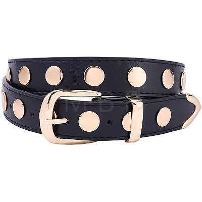 Black PU Imitation Leather Chain Belts AJEW-WH20070-318A-1