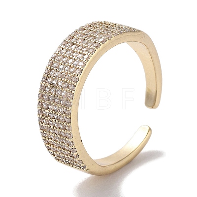 Brass Micro Pave Cubic Zirconia Cuff Rings RJEW-G310-16G-1