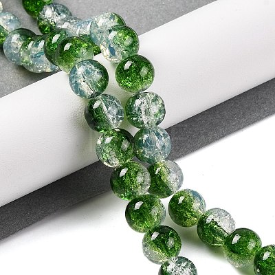 Transparent Crackle Baking Painted Glass Beads Strands DGLA-T003-01C-M-1