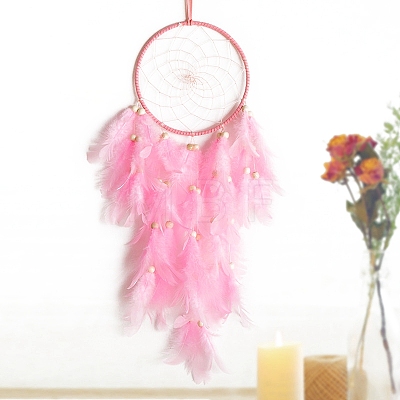 Cotton Woven Net/Web with Feather Hanging Decorations PW-WG8A580-01-1